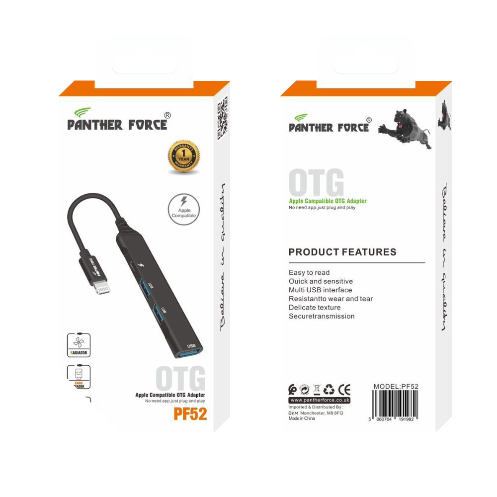 PF52- PANTHER FORCE OTG APPLE COMPATIBLE ADAPTER PF52- PANTHER FORCE OTG APPLE COMPATIBLE ADAPTER
